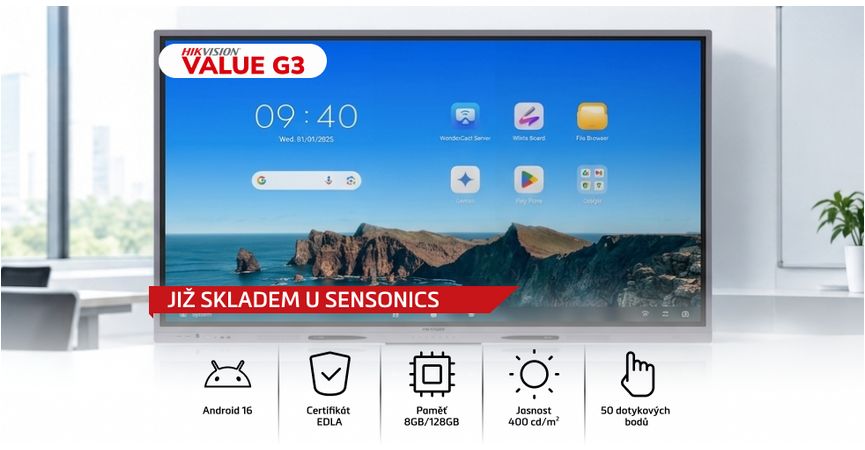 NOVINKA: Hikvision VALUE G3 Android 16/EDLA na skladě u SENSONICS!